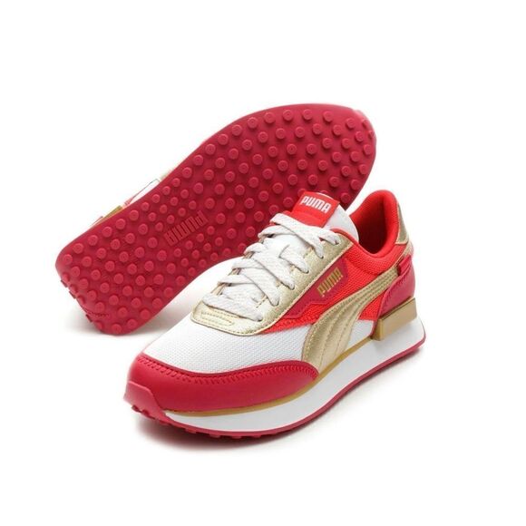 Puma Future Rider Glitz White/Red/Gold Grade School Size: 4 - Picture 1 of 5